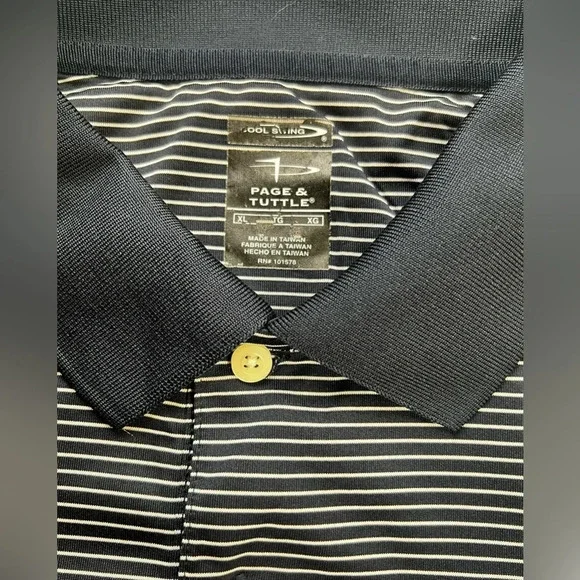 PAGE & TUTTLE Men’s navy stripe golf polo size XL - Picture 9 of 12